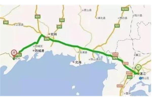北海到廣州駕車路程多少公里?