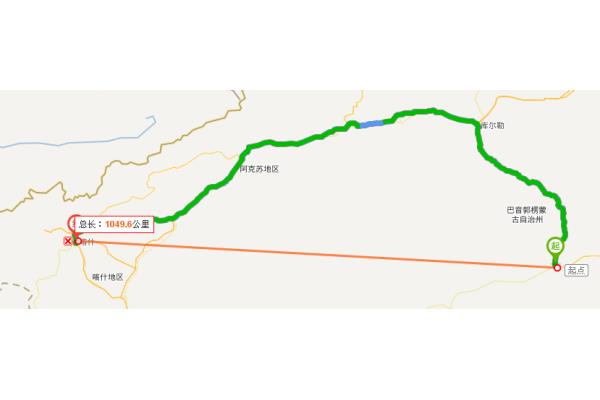 從喀什到阿克蘇火神木原有多少公里?