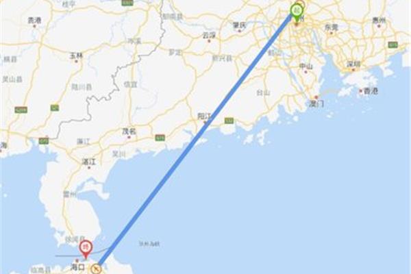 從廣州市皇鋪到海南三亞海面多少里?