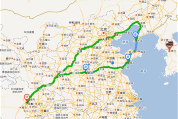 成都至青島高速公路多少公里?