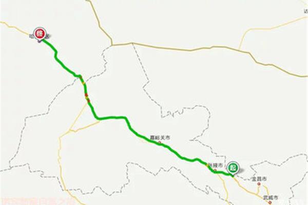 從武威北到永昌南需走多少公里?