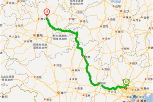 從貴州省到廣州省有多少公里?